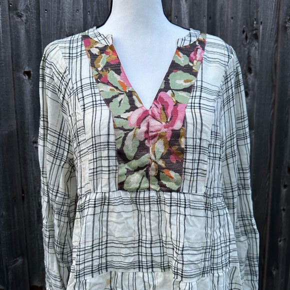 Anthropologie Darlene Plaid Peasant Top EUC - Picture 3 of 9